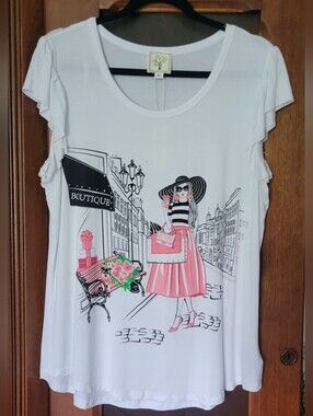 Women’s Graphic Boutique City Tee with Coral Accents